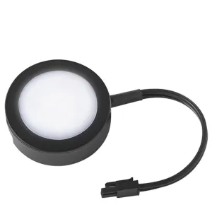120V 3-CCT Puck Light with Lead Wire, 3" Wide, 27K|30K|35K, Black
