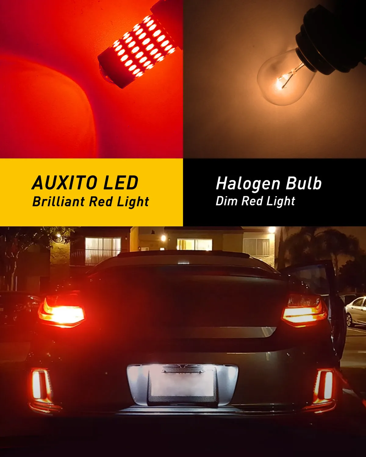 3157 Red LED Bulb for Tail Brake Lights, 400% Brighter 3056 3156 3057 4157 LED Bulbs 102-SMD Chipsets with Projector for Tail Stop Brake Lights