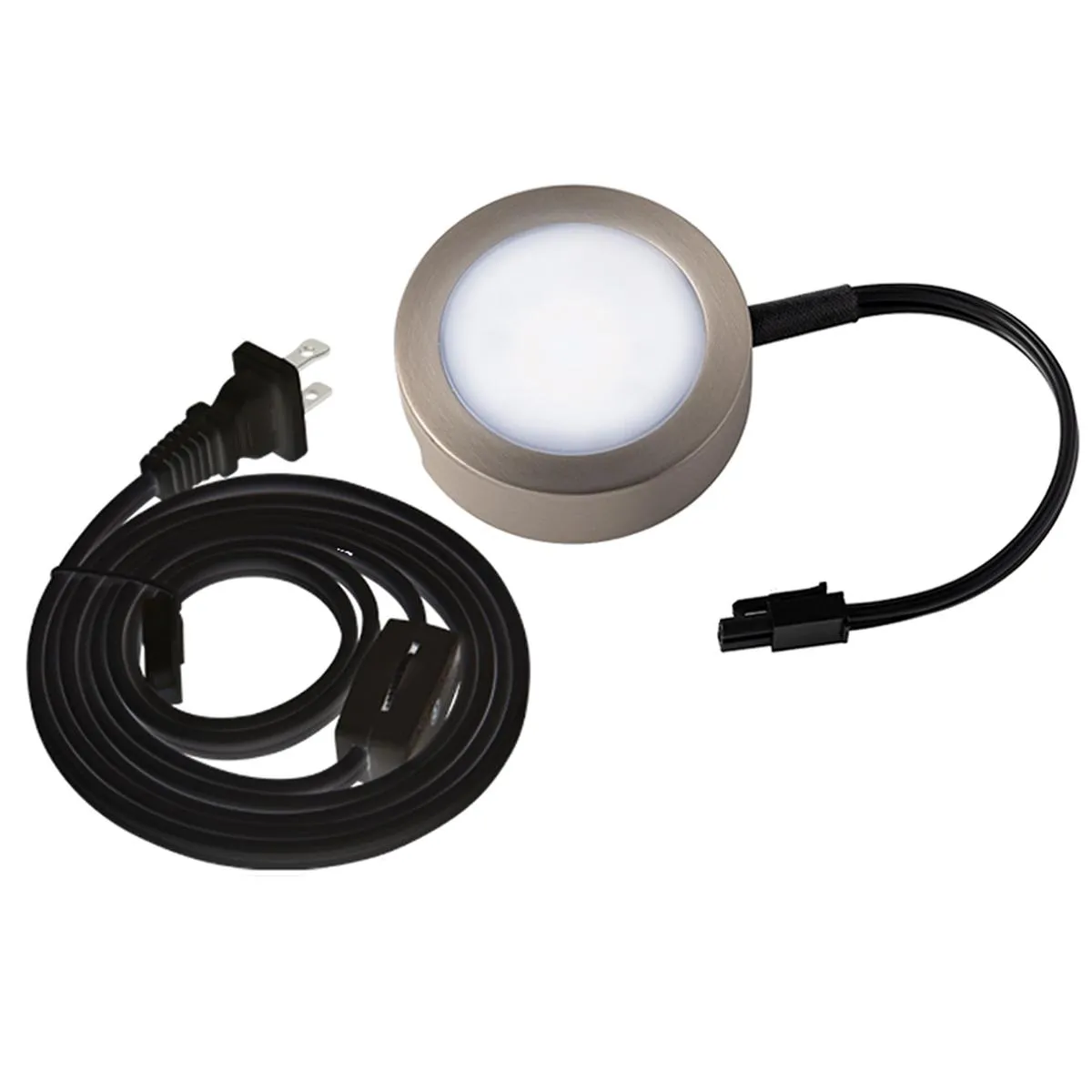 3" LED Puck Light with Power Cord, 27K|30K|35K, 120V, Brushed Nickel