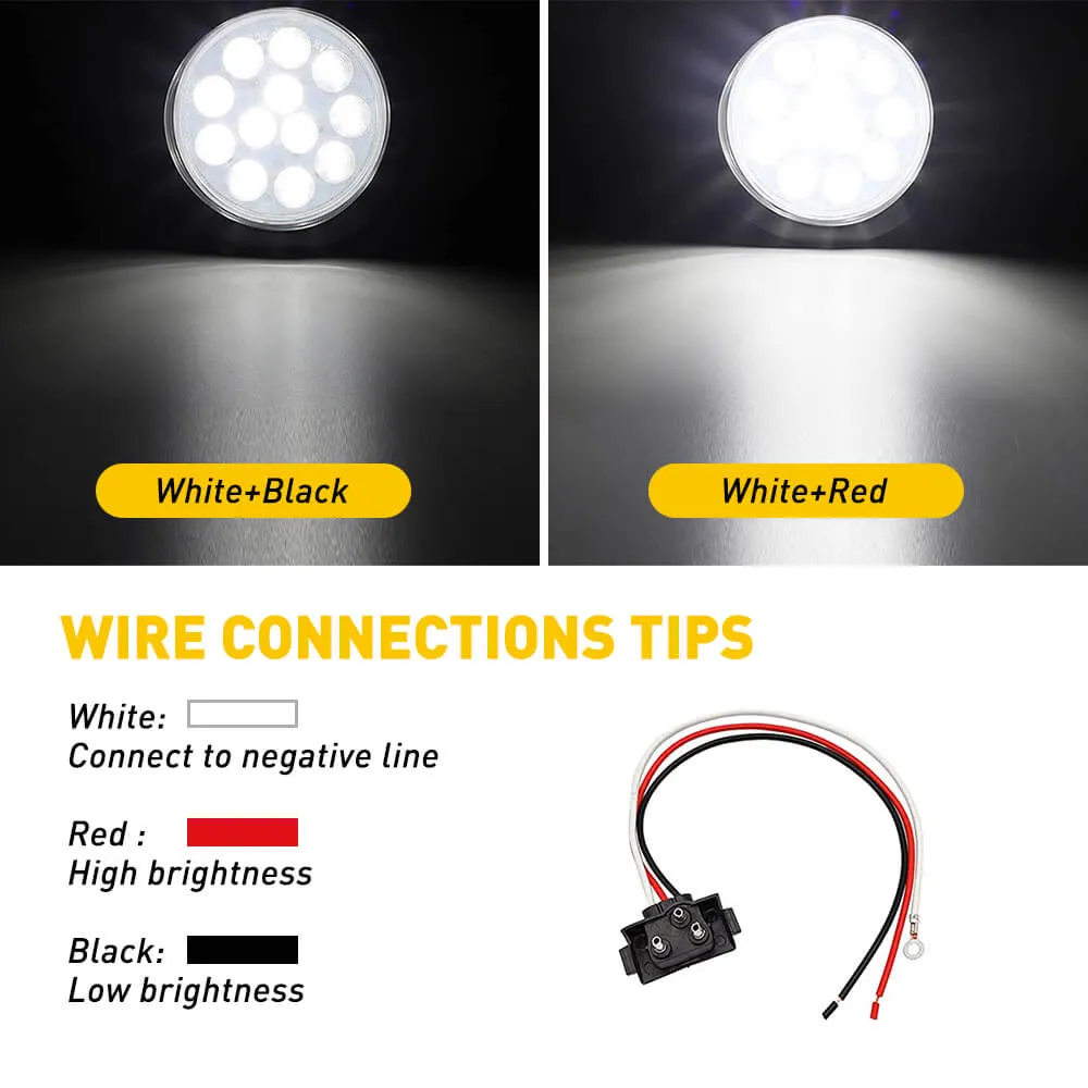 4inch 12 LED Round Tail Lights Kit Including 3-pin Waterproof Plug Rear Reverse Brake Lights