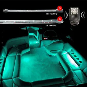 6pc 36" Strips   6pc 10" Flex Strips Remote Control Boat Interior Accent Light Kit