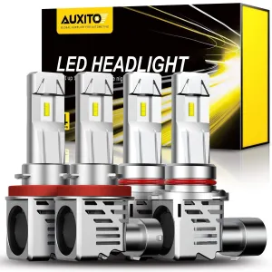9005 H11 LED Bulbs Combo, 30000LM 6500K Cool White, Wireless HB3 H8 H9 LED Light Bulbs, Pack of 4, Including 2 PCS H11 LED Bulbs and 2 PCS 9005 LED Bulbs