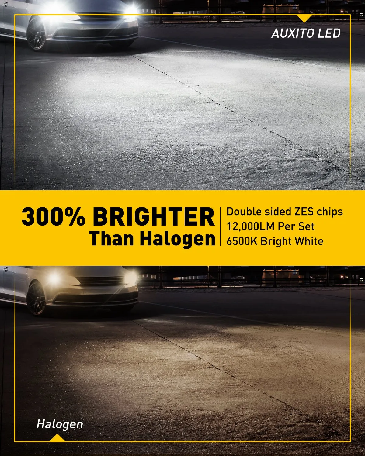 9006/HB4 LED Headlight Bulb Forward High Beam and Low Beam 15000LM Per Set, Mini Size HB4 Wireless