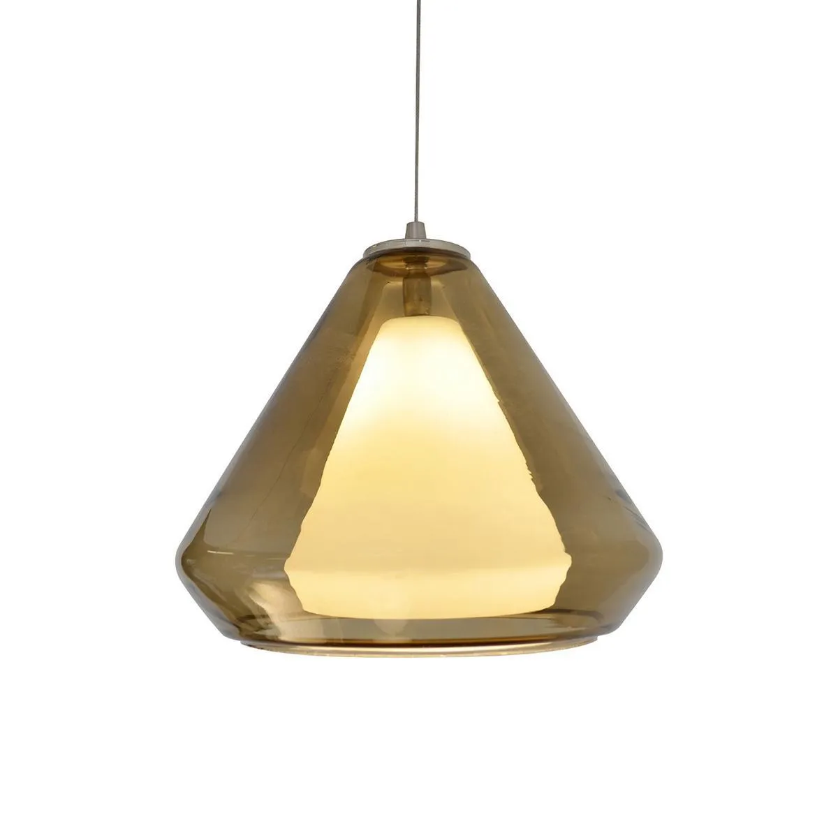 Armitage 10 in. LED Pendant Light 120V 3000K Satin Nickel finish with Brown & White shade