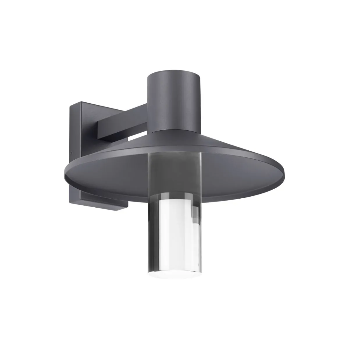 Ash 16 In. LED Lo-Output Outdoor Wall Sconce 591 Lumens 2700K Button Photocontrol Gray Finish Clear Cylinder