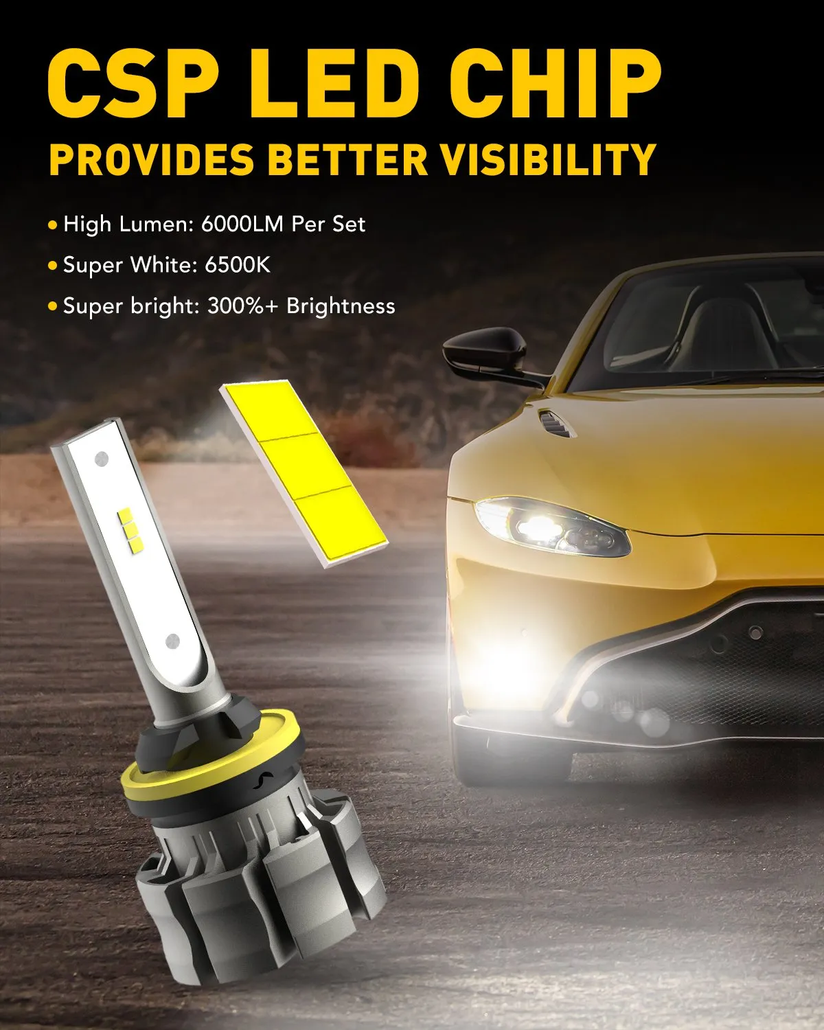 AUXITO 880 LED Bulb Fog Light Bulb, Fanless Design, 6000 Lumens 6500K White 350% Brightness 885 893 899 Fog Light Lamp