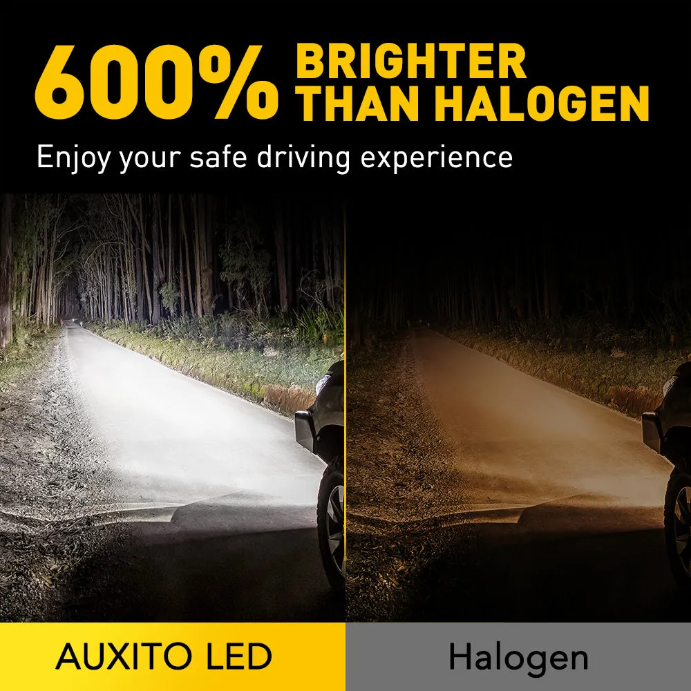AUXITO 9005 Headlight Bulbs, 6500K White, 600% Brighter 9005 LED Bulb for High Beam Low Beam, HB3 LED Headlight Bulb, Pack of 2