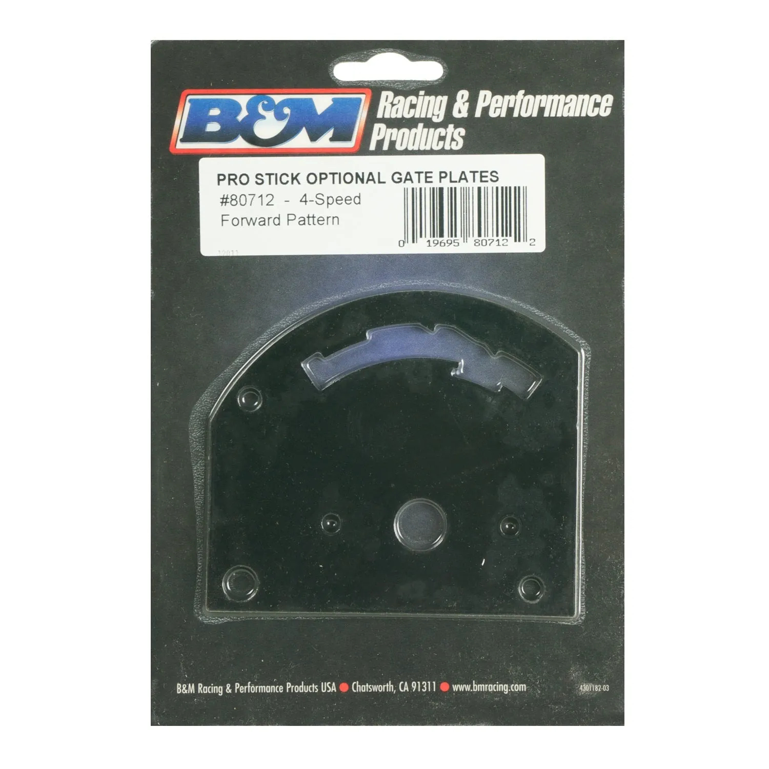 B&M 4-Speed Shifter Gate Plate - Forward Pattern - Black Paint - B&M Pro Stick / Pro Bandit / Street Bandit / Composite X Shifters