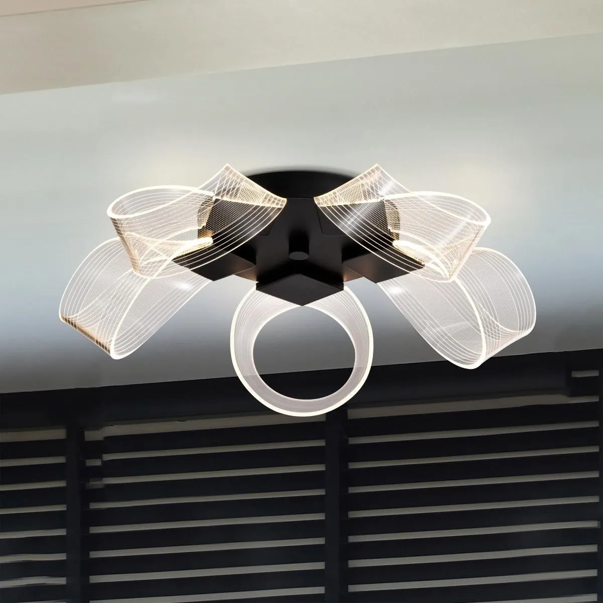 Barnett 21" LED Flush Mount Light, Matte Black Finish