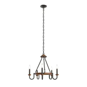 Barrett 22" 5 Light Round Chandelier Anvil Iron with Auburn Stain #82360
