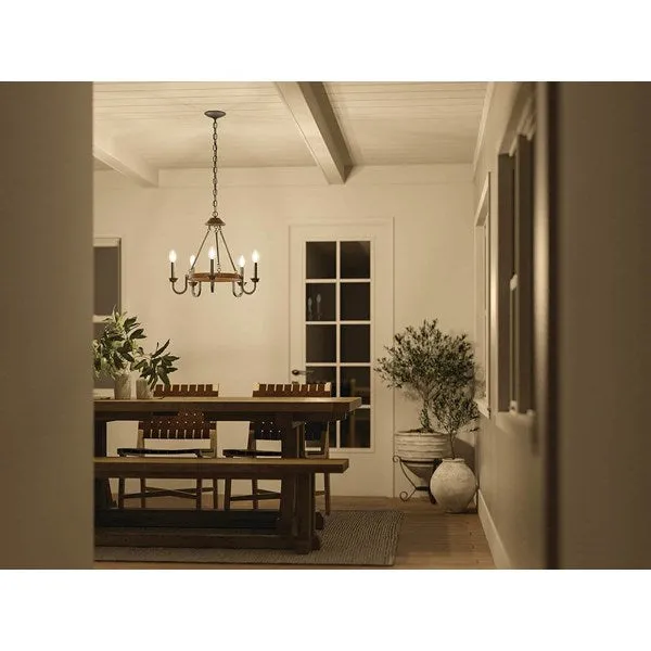 Barrett 22" 5 Light Round Chandelier Anvil Iron with Auburn Stain #82360