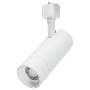 Beam Adjustable LED Track Head 15W 1050 Lumens, Selectable CCT, Halo, 20°- 50°, White Finish