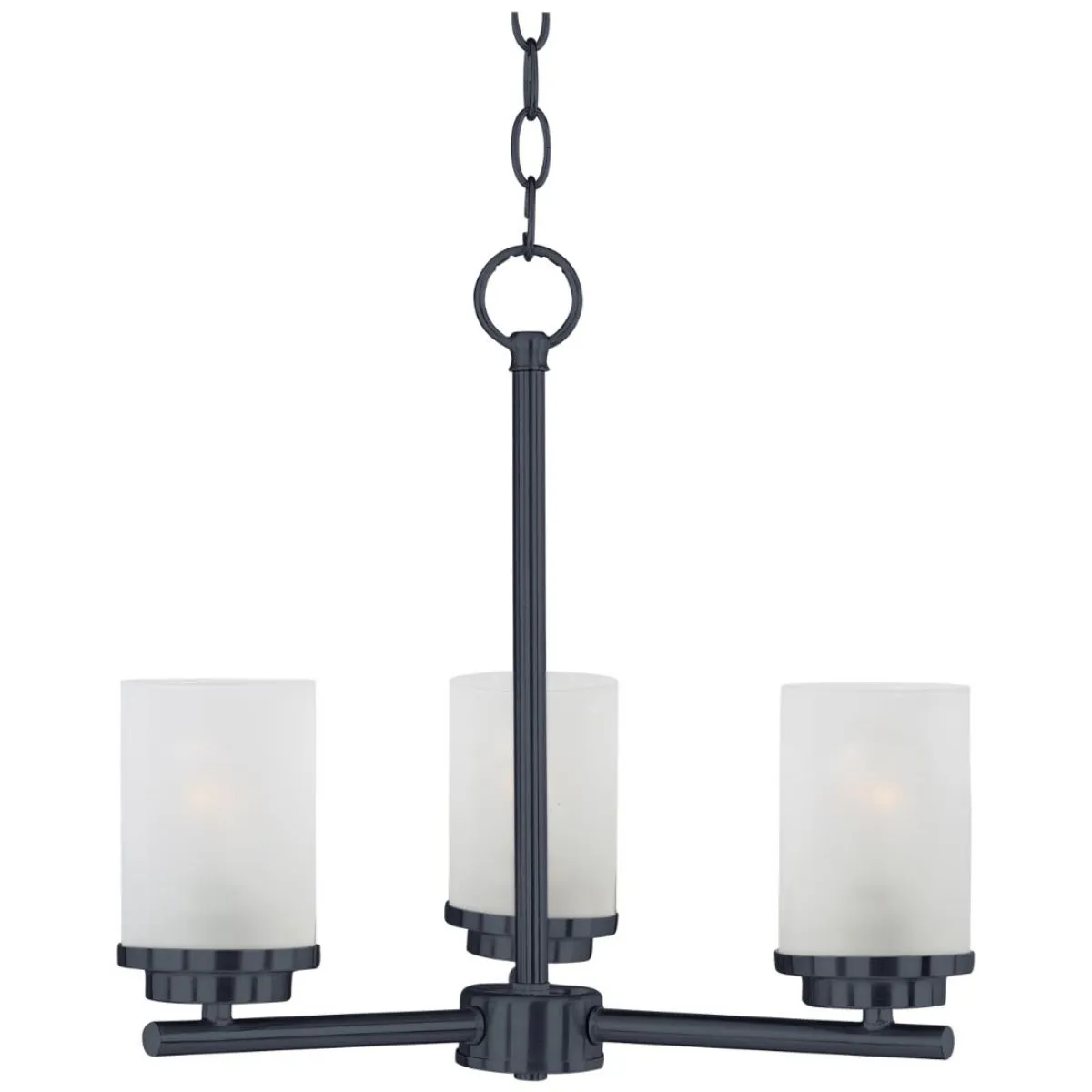 Corona 17 in. 3 Lights Chandelier Black finish Frosted Glass