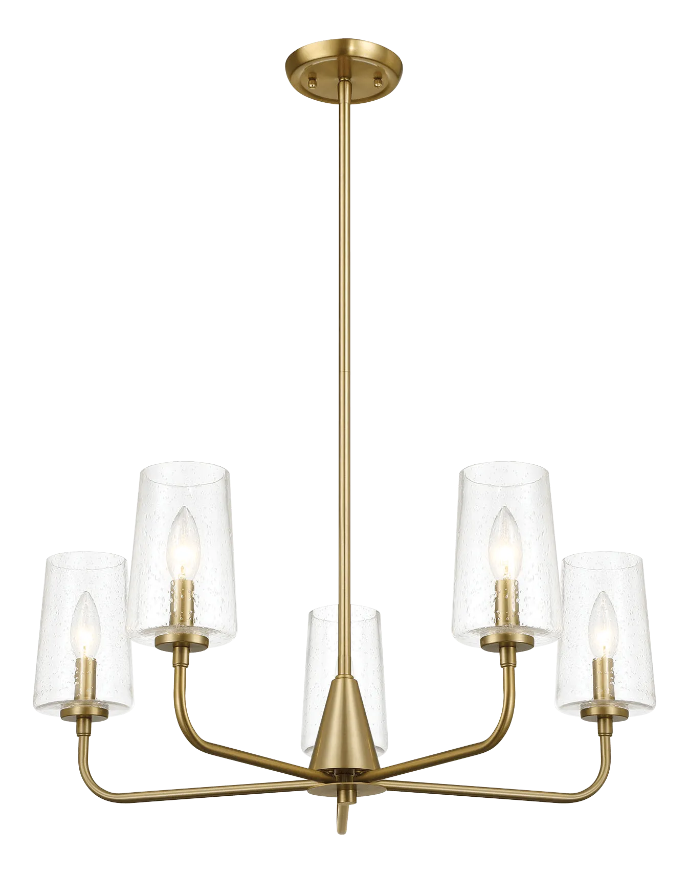 Dazzle Five Lights Chandelier With Clear Seeded Glass -Satin Brass