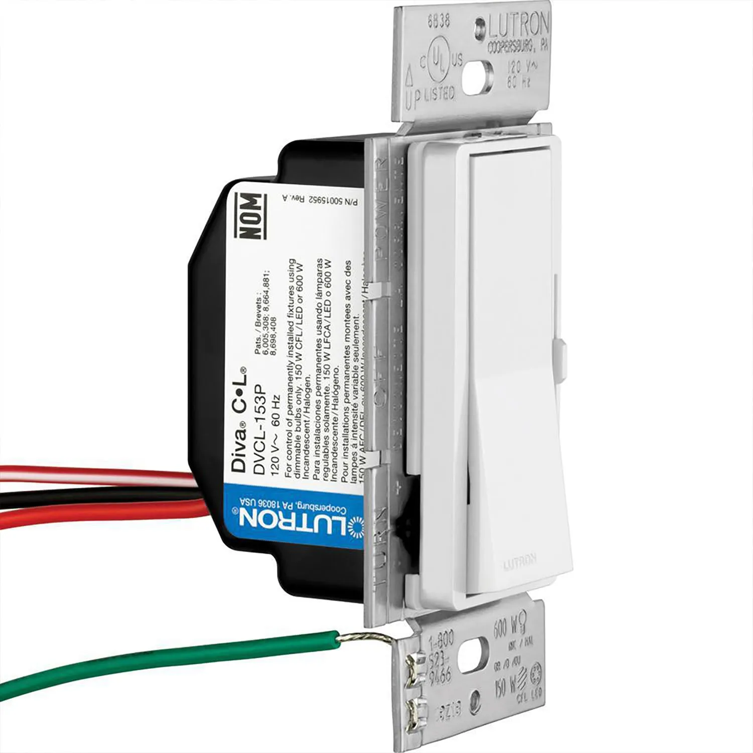 Diva LED  Dimmer Switch, 150-Watt, Single Pole or 3-Way, White 2-Pack