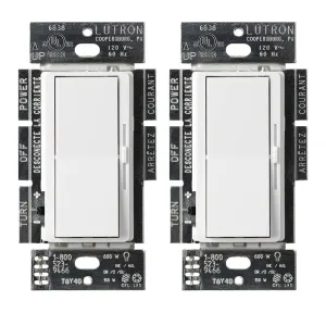 Diva LED  Dimmer Switch, 150-Watt, Single Pole or 3-Way, White 2-Pack