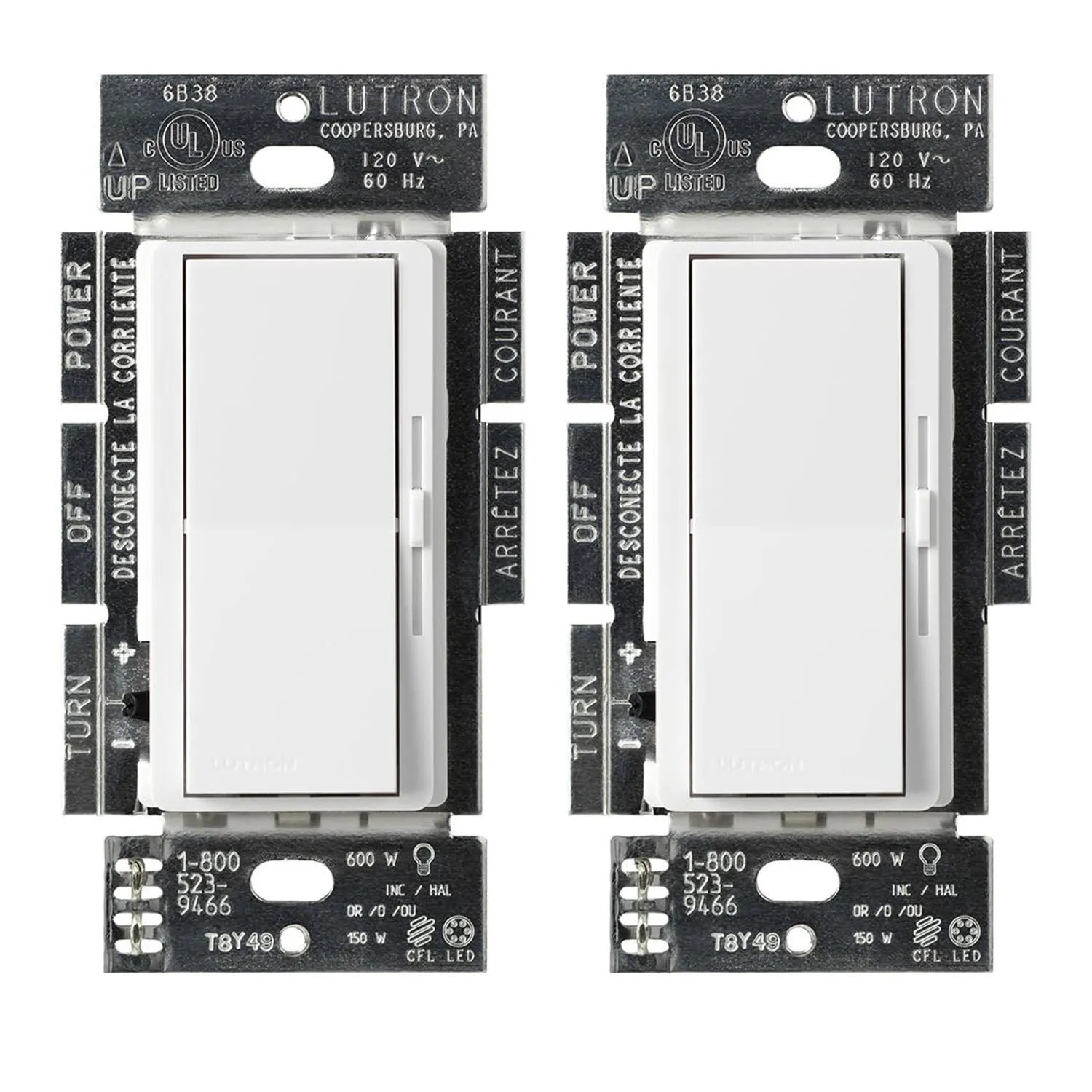 Diva LED  Dimmer Switch, 150-Watt, Single Pole or 3-Way, White 2-Pack