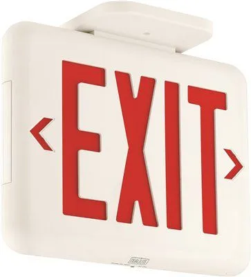 Dual-Lite Led Exit Sign Ac Only Red Letters White Damp Location Listed 2 Circuit Operation
