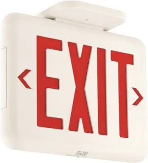 Dual-Lite Led Exit Sign Ac Only Red Letters White Damp Location Listed 2 Circuit Operation
