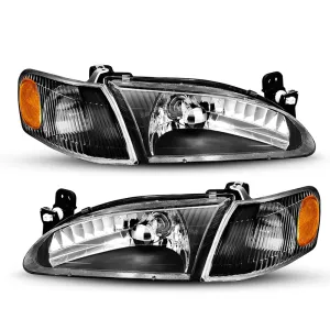 Fits 1998-2000 Toyota Corolla Headlight Assembly Black Housing Clear Lens