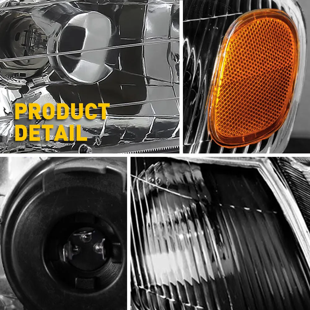 Fits 1998-2000 Toyota Corolla Headlight Assembly Black Housing Clear Lens