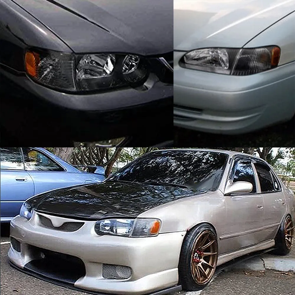 Fits 1998-2000 Toyota Corolla Headlight Assembly Black Housing Clear Lens