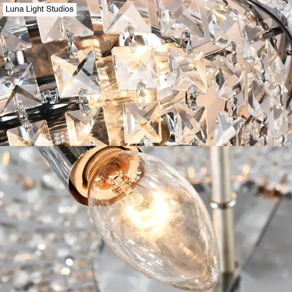 Flush Mount Crystal Prisms Ceiling Light Fixture - Modern Stylish, Clear Finish, Available in 3 or 6 Lights, 14"/19.5" W Bowl Shade