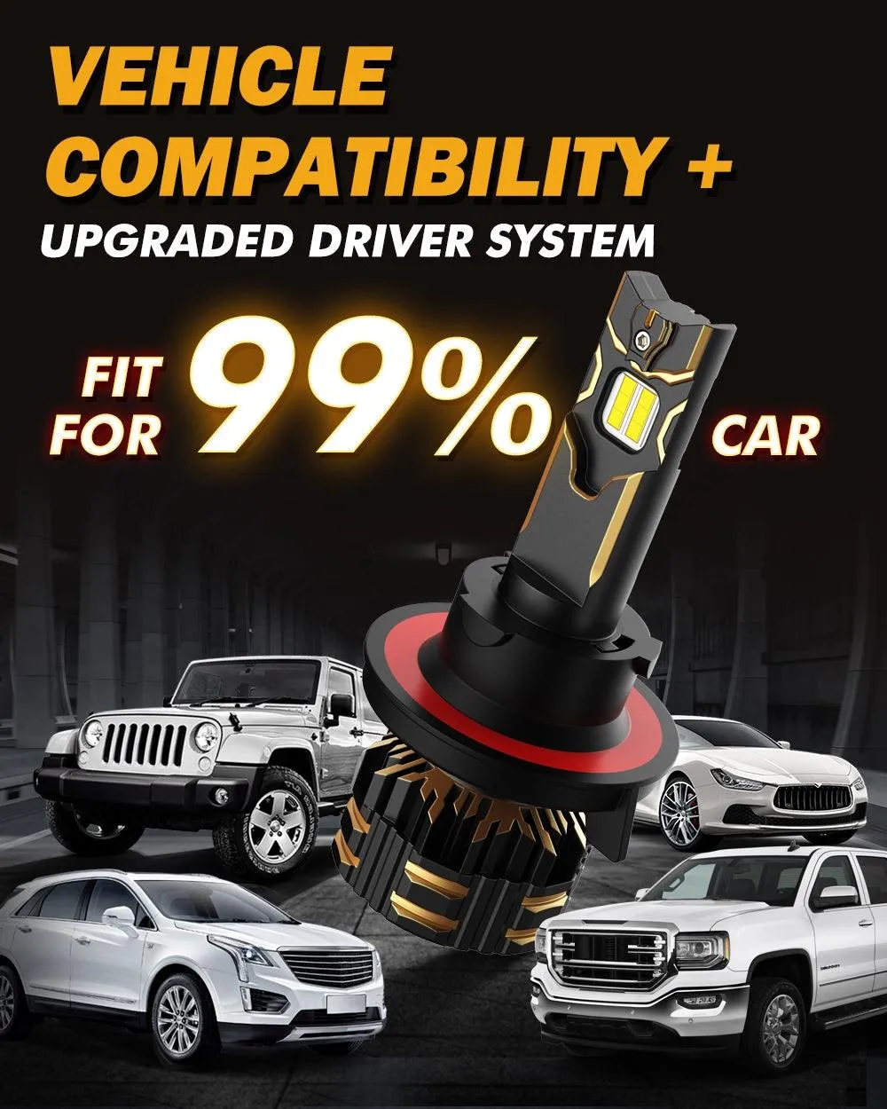 For 2007-2012 Ford Mustang Shelby GT500 H13 LED Headlight Bulbs