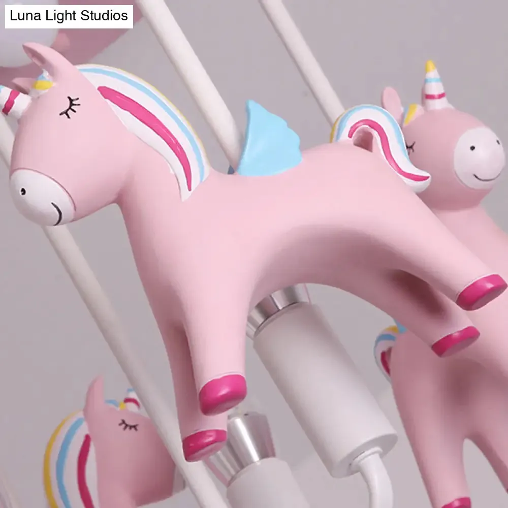 Fun-filled Kindergarten Semi Flush Ceiling Light: Resin Kids Ceiling Lamp in Pink Finish