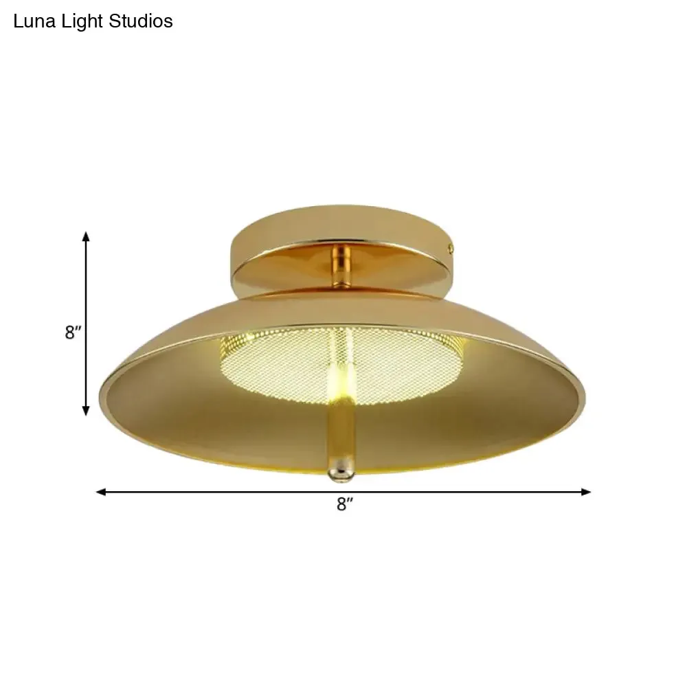 Gold Finish Bowl Flushmount LED Ceiling Light Fixture - Stylish Postmodern Iron Lamp