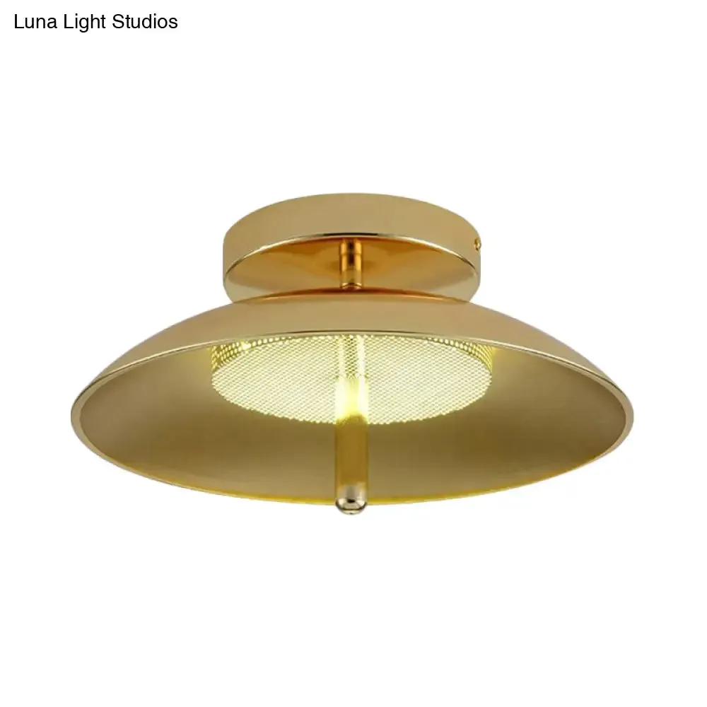 Gold Finish Bowl Flushmount LED Ceiling Light Fixture - Stylish Postmodern Iron Lamp