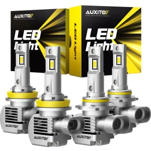 H11/H9/H8 and 9005/HB3 LED Headlight Bulbs Combo, 9005 Hi Beam and H11 Lo Beam Halogen Replacement Bulbs Kit, 6000K Cool White, Plug and Play