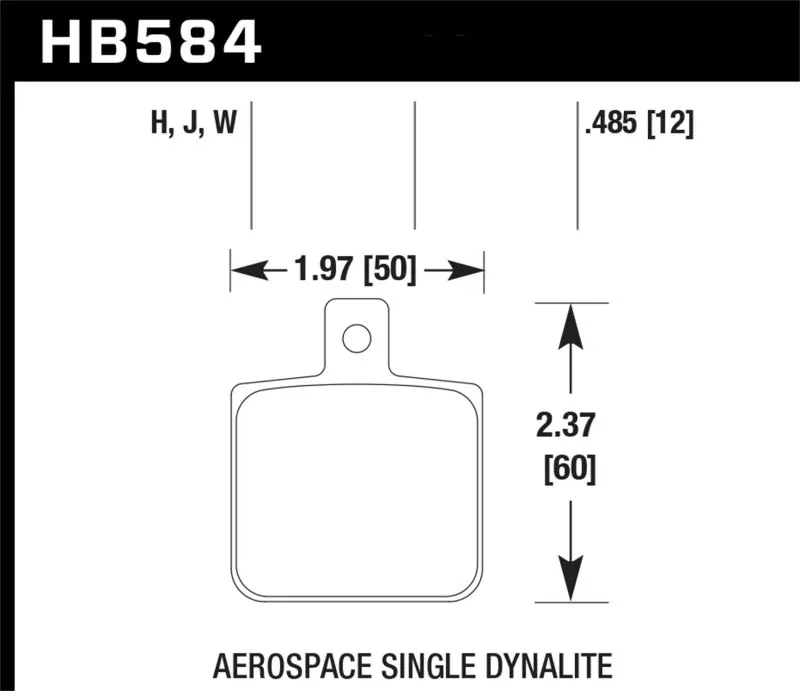 Hawk DTC-30 Race Brake Pads - Aerospace Single Dynalite 12mm Thickness - HB584W.485