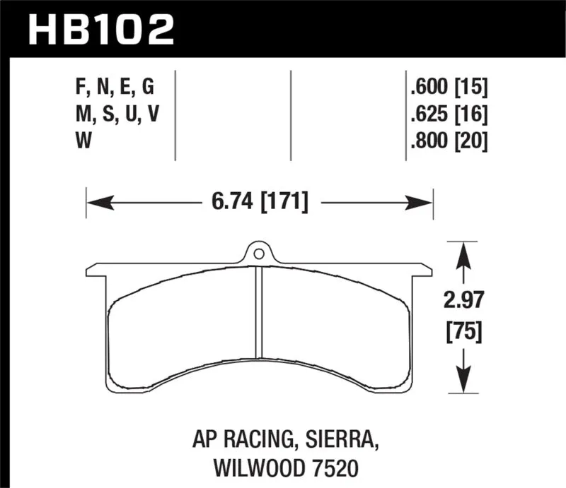 Hawk DTC-30 Race Brake Pads - AP Racing 6 / Wilwood - HB102W.800