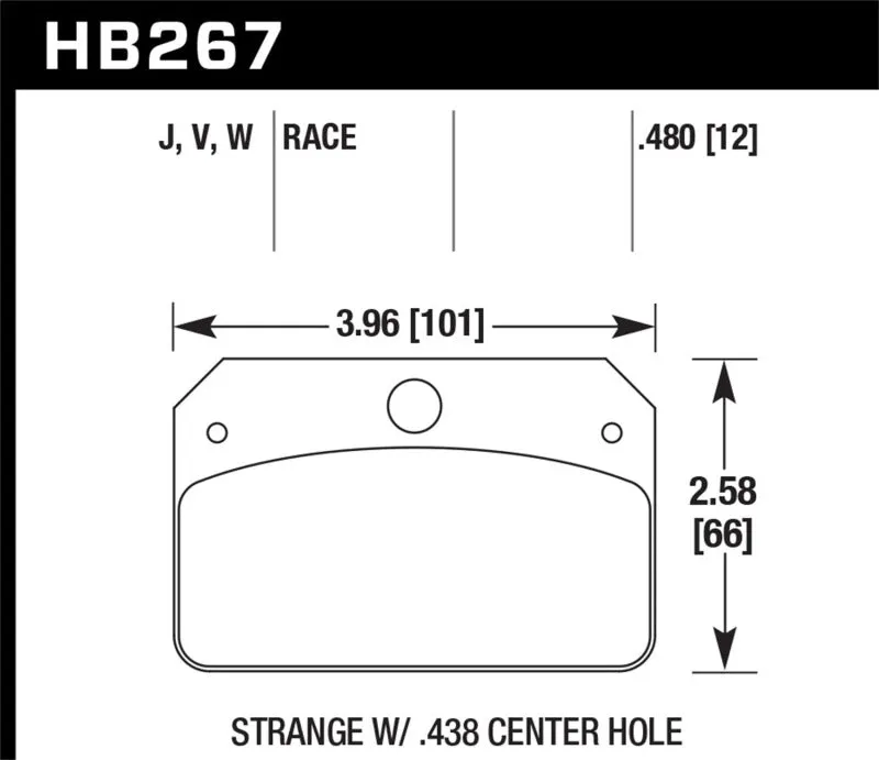 Hawk DTC-50 Race Brake Pads - for Strange Caliper w/ 0.438in Center Hole - HB267V.480