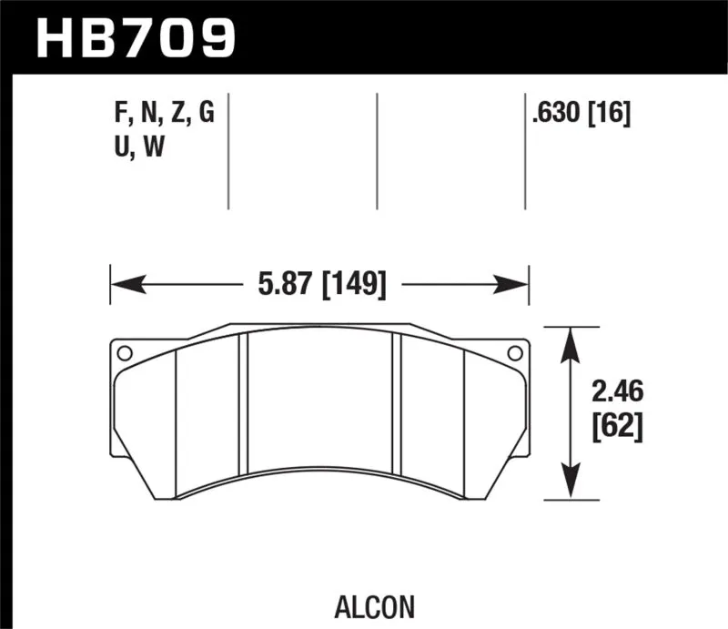 Hawk DTC-70 Race Brake Pads - Performance Alcon Mono 6, Model 4497 - HB709U.630