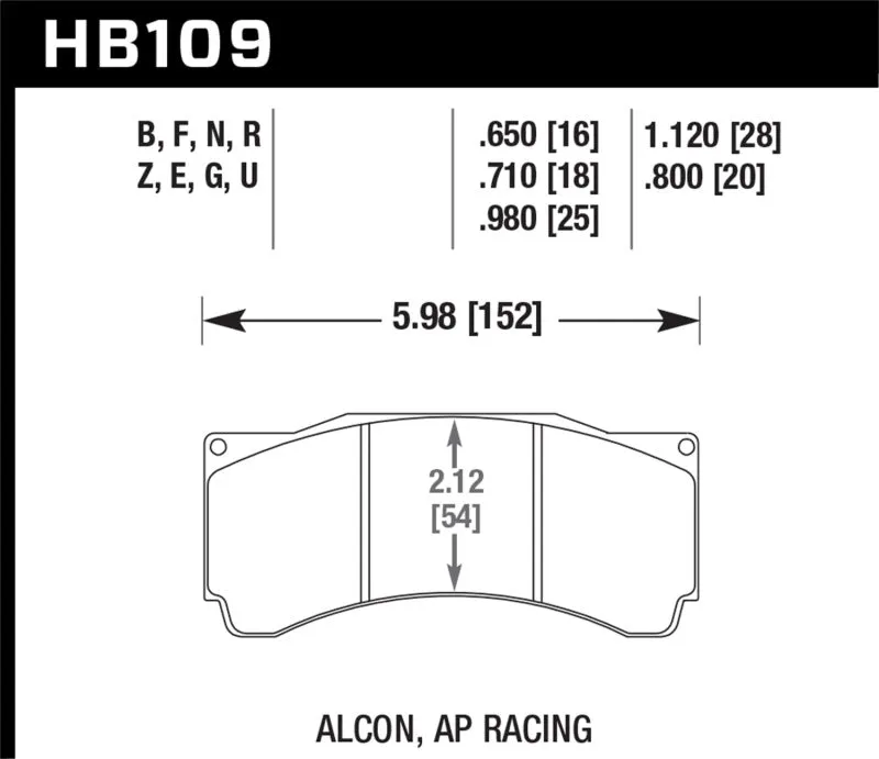 Hawk DTC-80 Race Brake Pads - AP Racing 25mm - HB109Q.980