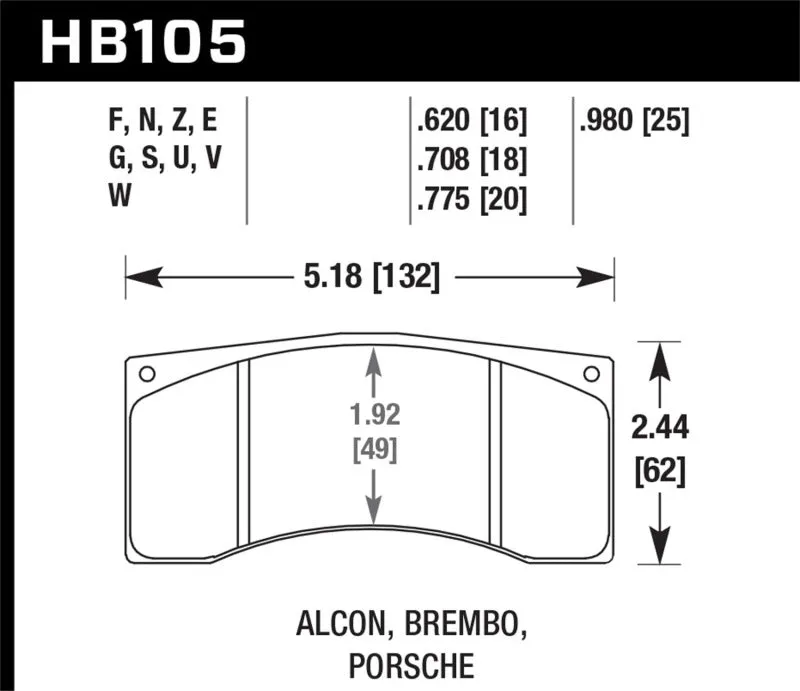 Hawk DTC-80 Race Brake Pads - Brembo/Alcon 25mm - HB105Q.980