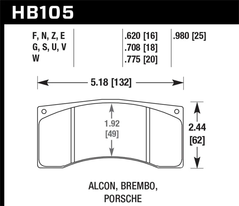 Hawk DTC-80 Race Brake Pads - Brembo/Alcon 25mm - HB105Q.980