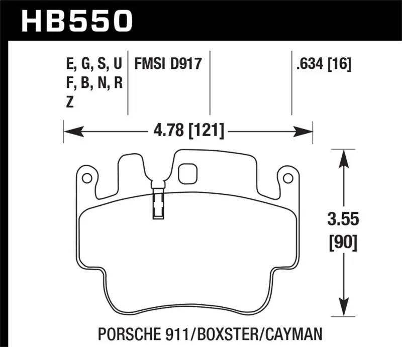 Hawk ER-1 Race Front Brake Pads - 04-05 Porsche 911 3.6L 40th Anniversary Edition - HB550D.634