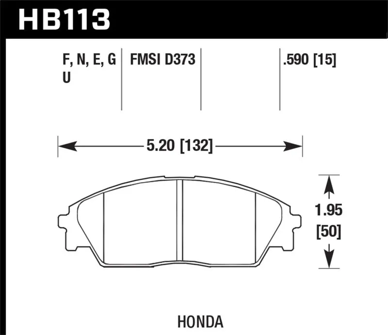 Hawk ER-1 Race Front Brake Pads - 90-91 Honda Civic 1.6L RT - HB113D.590