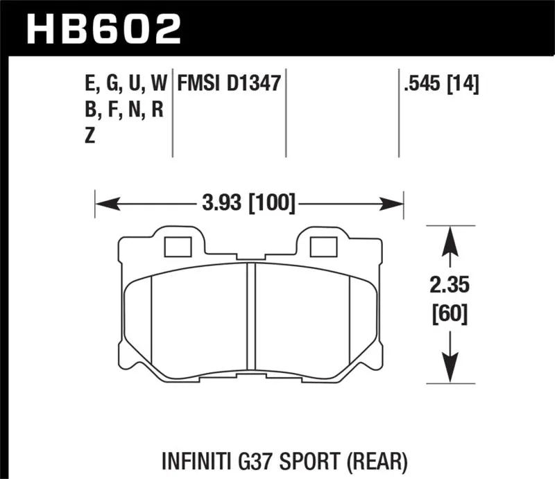 Hawk ER-1 Race Rear Brake Pads - 14-19 Infiniti Q50 - HB602D.545