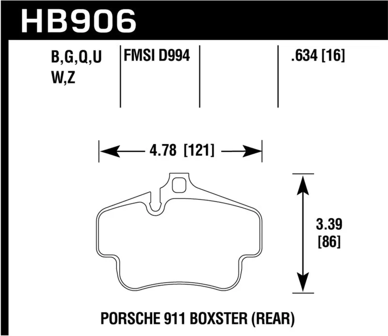 Hawk ER-1 Race Rear Brake Pads - 2020 Porsche 718 Boxster 2.0L Base Ceramic Composite Brakes - HB906D.634
