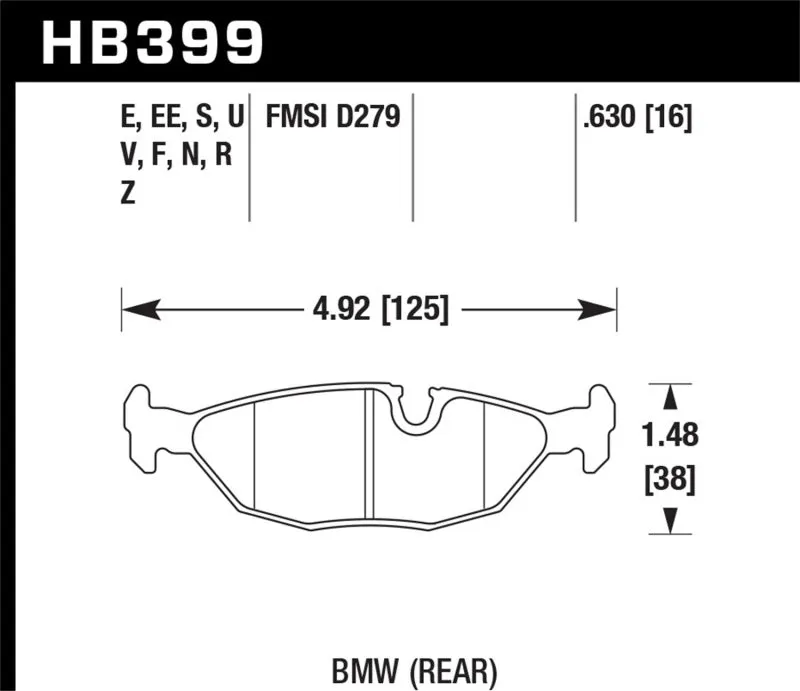 Hawk ER-1 Race Rear Brake Pads - 86-87 BMW 325 2.7L - HB399D.630