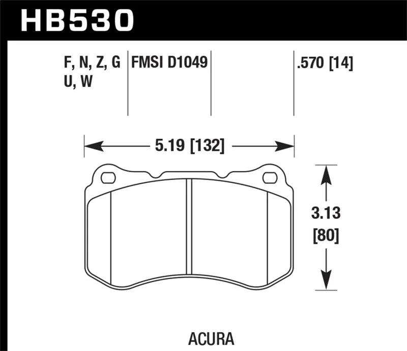 Hawk HPS 5.0 Street Front Brake Pads - 04-08 Acura TL - HB530B.570