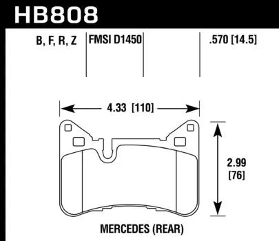 Hawk HPS Brake Pads Mercedes E63 AMG 5.5/ 6.3L(2011-2016) [Exc. Ceramic Composite Brakes] Rear Set HB808F.570