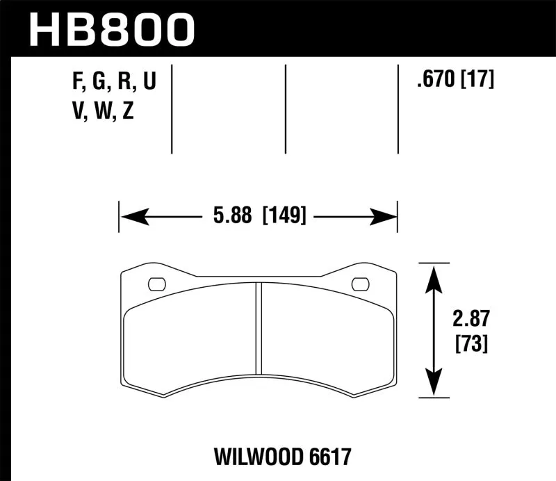 Hawk HPS Street Brake Pads - Wilwood 17mm 6617 Calipers - HB800F.670