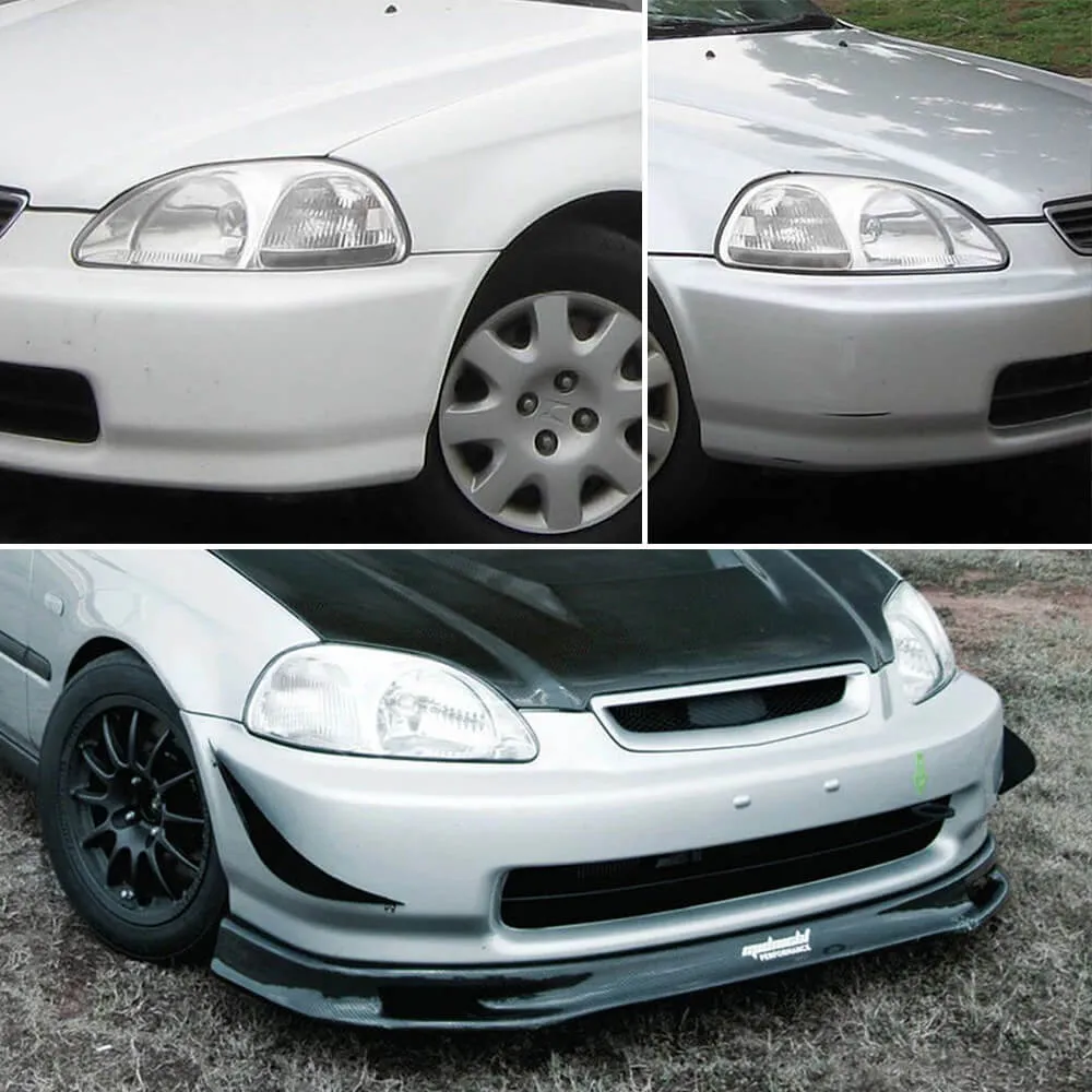 Headlight Assembly Compatible with 1996-1998 Honda Civic Chrome Housing White Reflector Pair