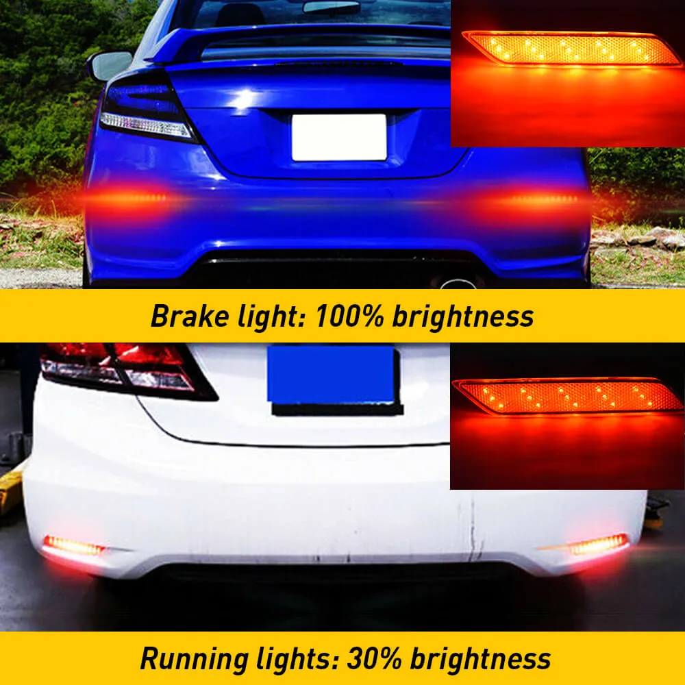 LED Rear Bumper Reflector Light Brake Tail Lights Fits 2013-2015 Honda Civic