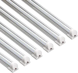 LED Shop Light, 6FT 60W 8000LM 5000K, Clear Cover Linkable LED Garage Lights, V-shape LED Light Fixture